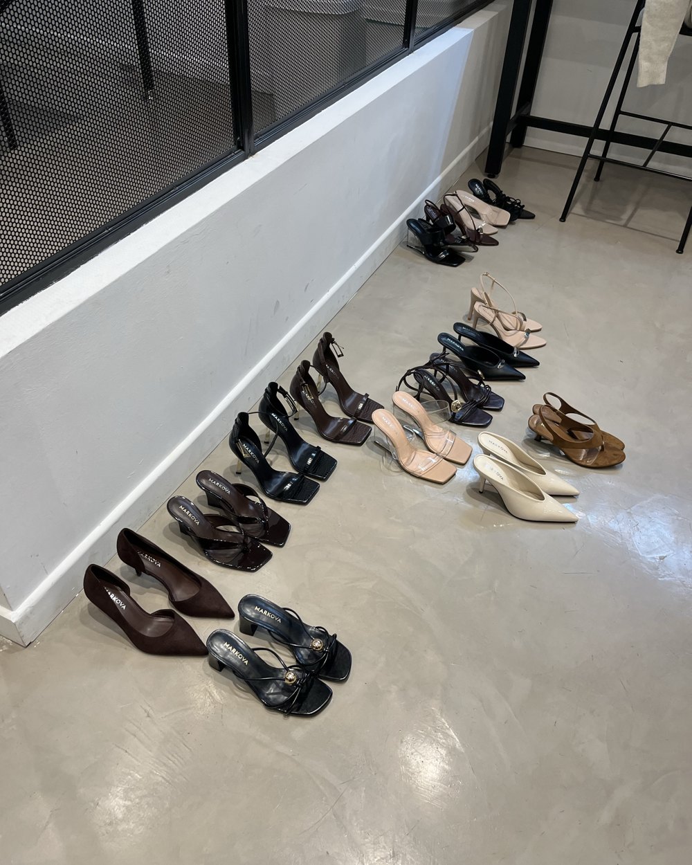 Curated line-up of shoes